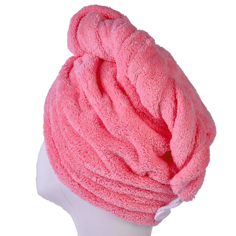 YYXR Microfiber Hair Drying Towel Ultra Absorbent Twist Hair Turban Drying Cap Hair Wrap (Rose) - Image 5